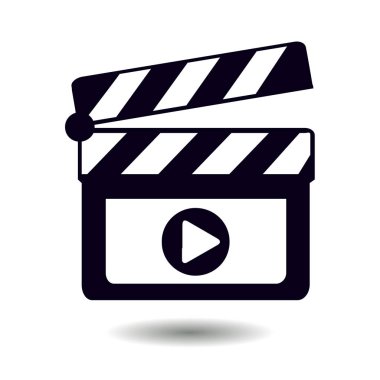 Film yapımcısı clapper kurulu simgesi. Düz tasarım stili.