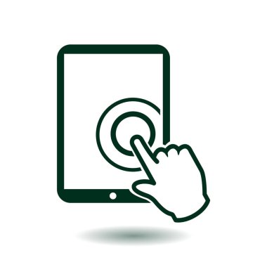 Değmek perde tablet Pc işareti simgesi. El işaretçi simgesi. 