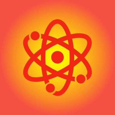 Atom işareti simbol. Atom parçası simgesi.