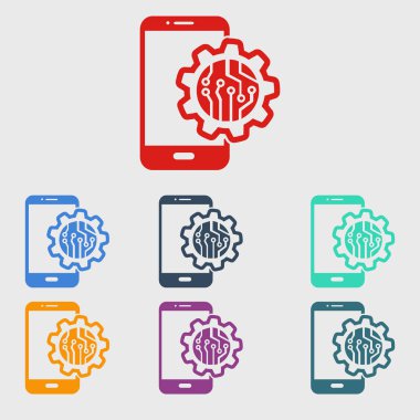 Teknolojik aygıt elektronik devre. Teknoloji düzeni kare simgesi. 