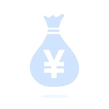 Para çantası simgesi. Yen Jpy para birimi konuşma balonu simgesini. Düz tasarım stili. EPS 10.