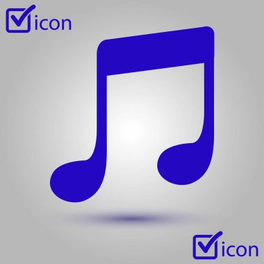 Müzik Not simgesi. Karakter dinleme şarkı. Düz tasarım stili.