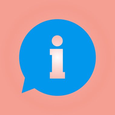 Bilgi işareti simgesi. Bilgi: konuşma balonu sembolü. Düz tasarım.