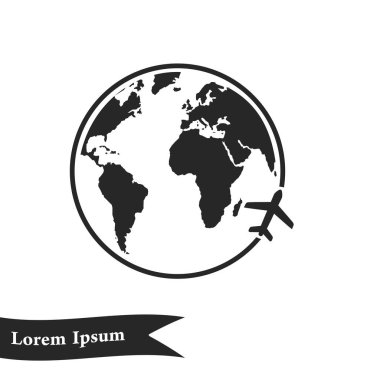 Uçak ikonu yolculuğu. Dünyayı dolaş..