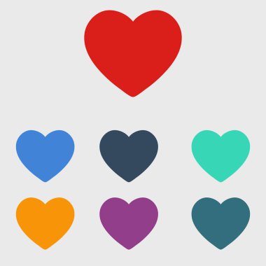 Sevgililer günü, düz kalp simgesi, vektör çizim 