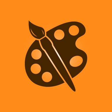 Boya fırça paleti simgesi ile. Düz tasarım stili.