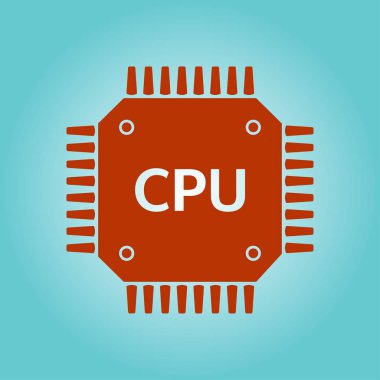 Devre kartı simgesi. Teknoloji düzeni kare simgesi. Düz tasarım stili.