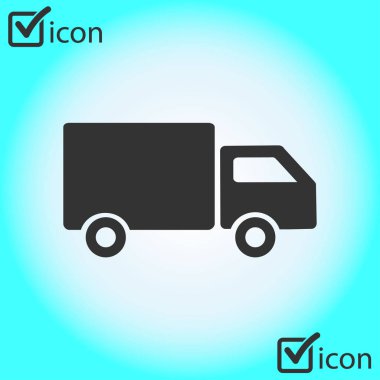 Teslimat kamyonu işareti simgesi. Kargo van sembolü. Sevk irsaliyelerini ve ücretsiz teslim. Düz stil. Vektör Eps 10.