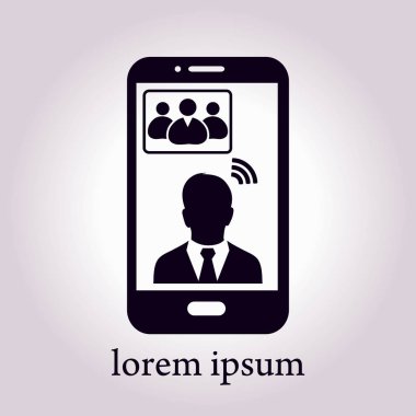 Online konferans akıllı telefon simgesi.