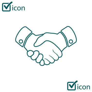 El sıkışma işareti simgesi. Başarılı iş sembolü. Düz tasarım stili.