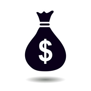 Para çantası ikonu. Dolar dolar para birimi sembolü. Düz tasarım tarzı. EPS 10.