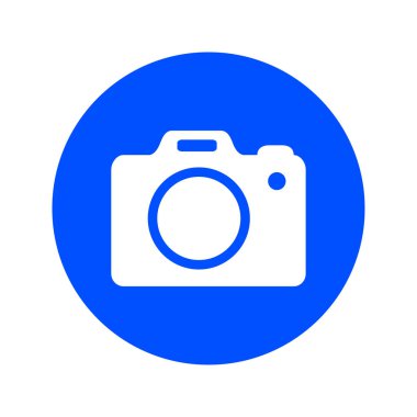 Fotoğraf makinesi simgesi. DSLR kamera simgesi. Dijital kamera. Düz tasarım biçimi. 