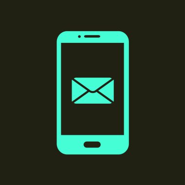 Akıllı telefon e- postası veya SMS simgesi. Mobil posta imzası simgesi.
