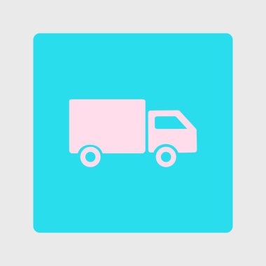 Teslimat kamyonu işareti simgesi. Kargo van sembolü. Sevk irsaliyelerini ve ücretsiz teslim. Düz stil. Vektör Eps 10.