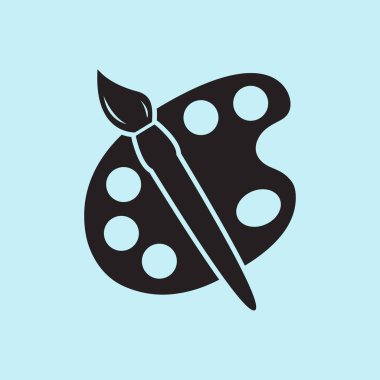 Boya fırça paleti simgesi ile. Düz tasarım stili.