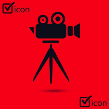 Sinema kamera simgesi. Düz tasarım stili. Vektör.