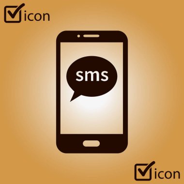 Akıllı telefon e-posta veya sms simgesi. Mobil posta işareti simgesi.