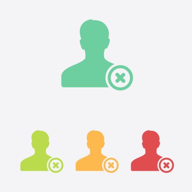 Kullanıcı işareti simgesini kaldırın. Arkadaş simgesini kaldırmak. Düz tasarım stili.