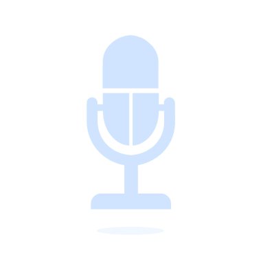 Mikrofon simgesi. Sözcü sembolü. Canlı müzik işareti. Düz tasarım tarzı. Vektör EPS 10.