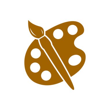 Boya fırça paleti simgesi ile. Düz tasarım stili.