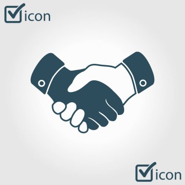 El sıkışma işareti simgesi. Başarılı iş sembolü. Düz tasarım stili.