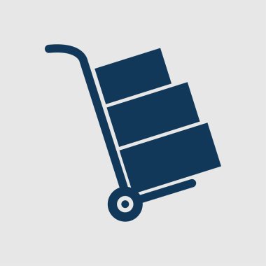 Kutuları simge kamyonla. El kamyon işareti erkek.