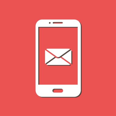 Akıllı telefon e- postası veya SMS simgesi. Mobil posta imzası simgesi.