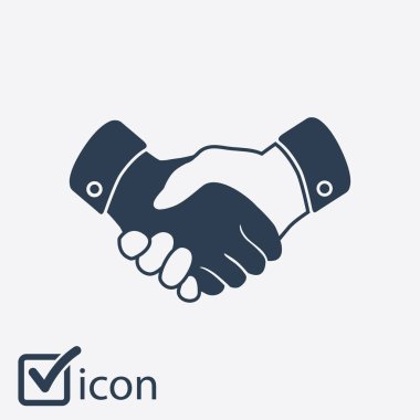 El sıkışma işareti simgesi. Başarılı iş sembolü. Düz tasarım stili.