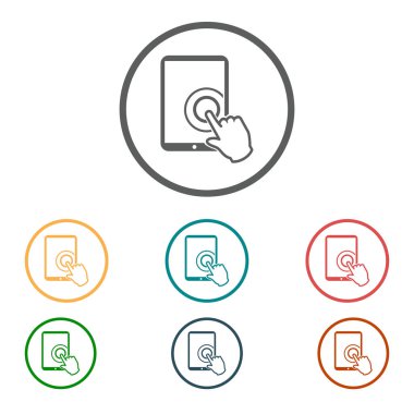 Değmek perde tablet Pc işareti simgesi. El işaretçi simgesi. 