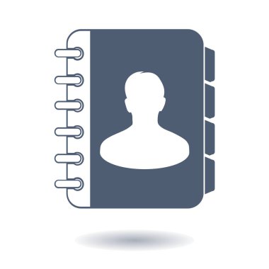 Adres Defteri simgesini. Düz tasarım stili. Eps10.