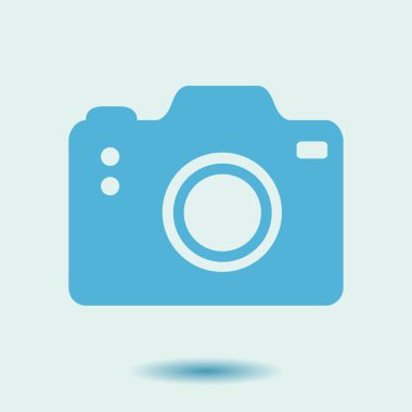 Fotoğraf makinesi simgesi. DSLR kamera simgesi. Dijital kamera. Düz tasarım biçimi. 