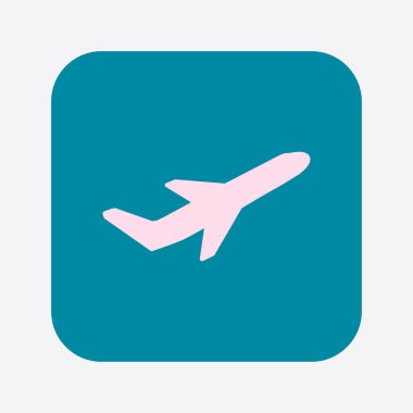 Uçak uçuş biletleri hava sinek seyahat kalkış siluet öğesi. Uçak sembolü. Seyahat etmek simge. Düz tasarım. EPS 10.