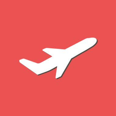 Uçak uçuş biletleri hava sinek seyahat kalkış siluet öğesi. Uçak sembolü. Seyahat etmek simge. Düz tasarım. EPS 10.