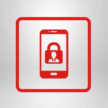 Internet güvenlik kavramı simgesi, kimlik ve koruma sembol telefon ekranında, vektör çizim 