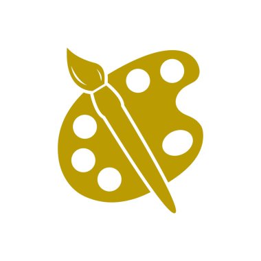 Boya fırça paleti simgesi ile. Düz tasarım stili.