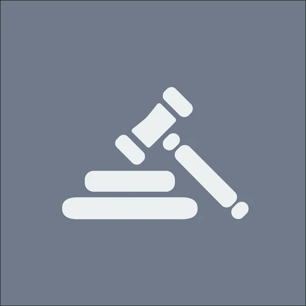 拍卖锤子符号 法律法官木棍图标 扁平设计风格 — 图库矢量图片