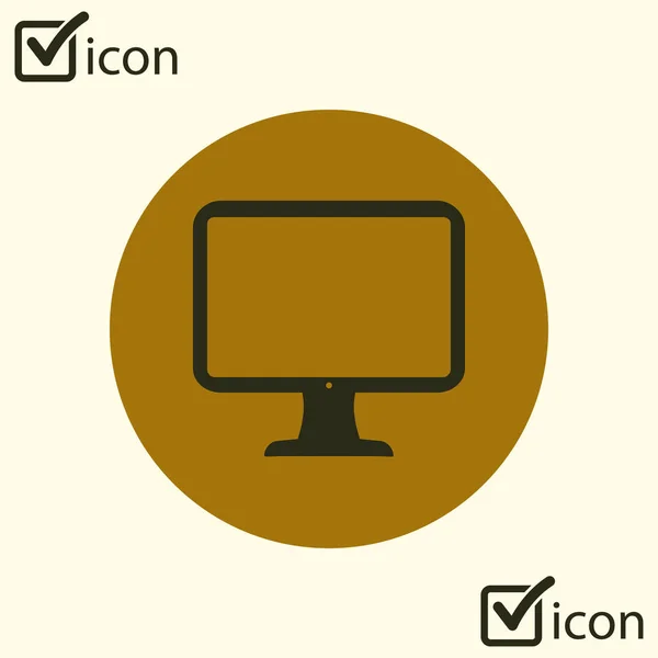 Computer Display Sign Icon Flat Design Style Vector — Stock Vector