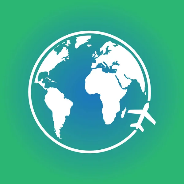 Podróż Ikoną Samolotu Podróż Dookoła Świata — Wektor stockowy