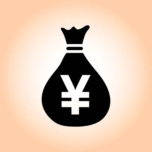 Sac Argent Icon Yen Jpy Symbole Bulle Parole Monnaie Style — Image vectorielle