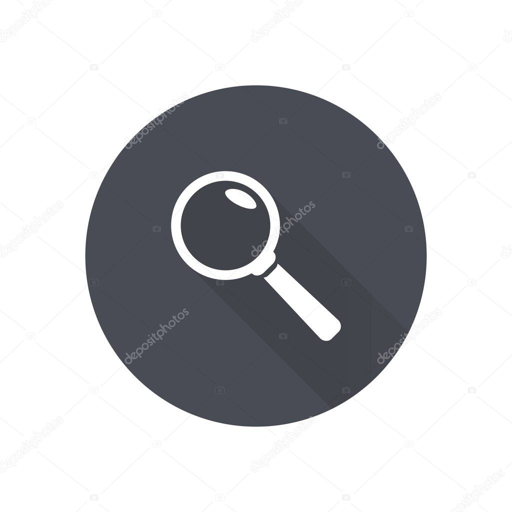 Icon of loupe. Search button .Magnifying glass. Flat design style. 
