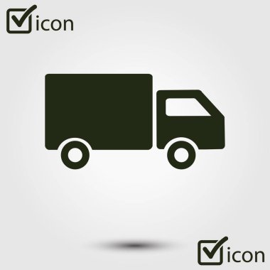 Teslimat kamyonu işareti simgesi. Kargo van sembolü. Sevk irsaliyelerini ve ücretsiz teslim. Düz stil. Vektör.