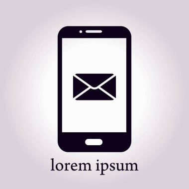 Akıllı telefon e- postası veya SMS simgesi. Mobil posta imzası simgesi.