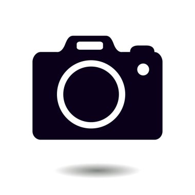 Fotoğraf makinesi simgesi. DSLR kamera simgesi. Dijital kamera. Düz tasarım biçimi. 