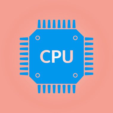 Devre kartı simgesi. Teknoloji düzeni kare simgesi. Düz tasarım stili.