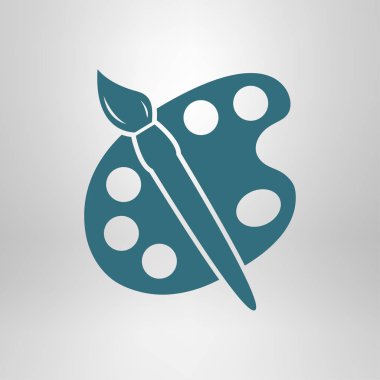 Boya fırça paleti simgesi ile. Düz tasarım stili.