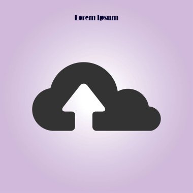 Bulut simgesinden yükleyin. Düğme yükleyin. Düz tasarım stili.