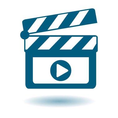 Film yapımcısı clapper kurulu simgesi. Düz tasarım stili.