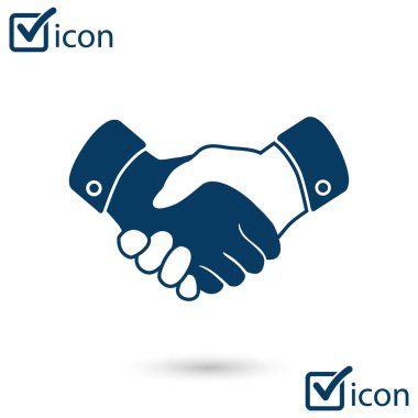 El sıkışma işareti simgesi. Başarılı iş sembolü. Düz tasarım stili.