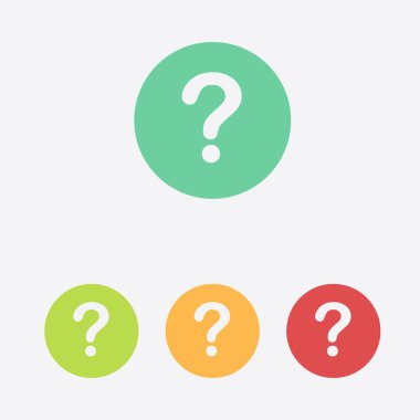 Soru işareti işareti simgesi. Yardım simgesi. SSS işareti. Düz tasarım stili. 