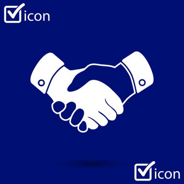 El sıkışma işareti simgesi. Başarılı iş sembolü. Düz tasarım stili.